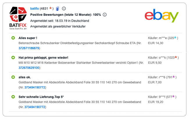 Bewertung ebay neu