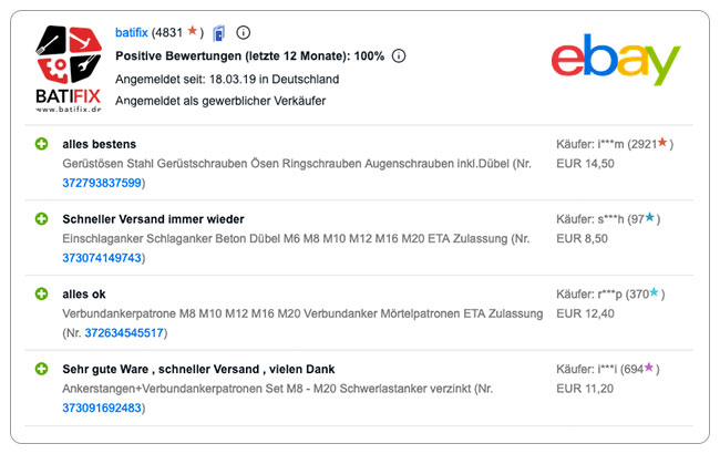 Positive Bewertungen ebay Shop batifix 4
