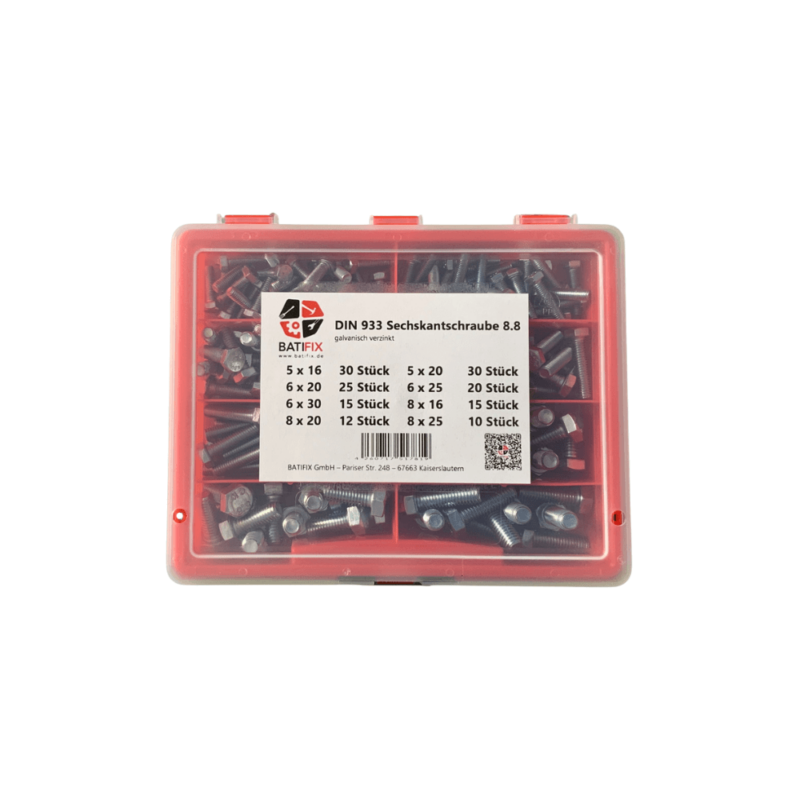 DIN 933 Sechskantschraube 8.8 verzinkt Mix-Box M5 M6 M8